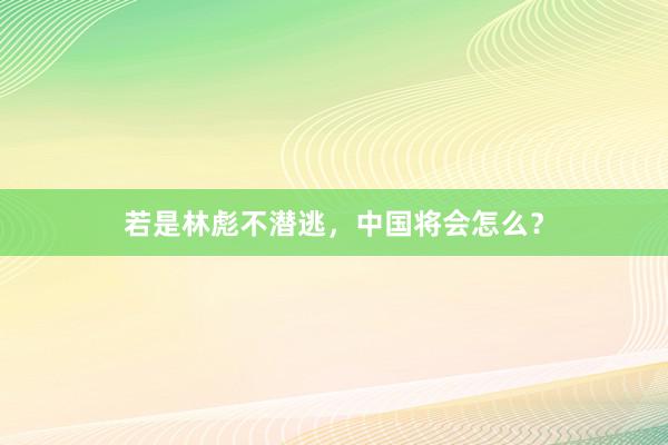 若是林彪不潜逃，中国将会怎么？